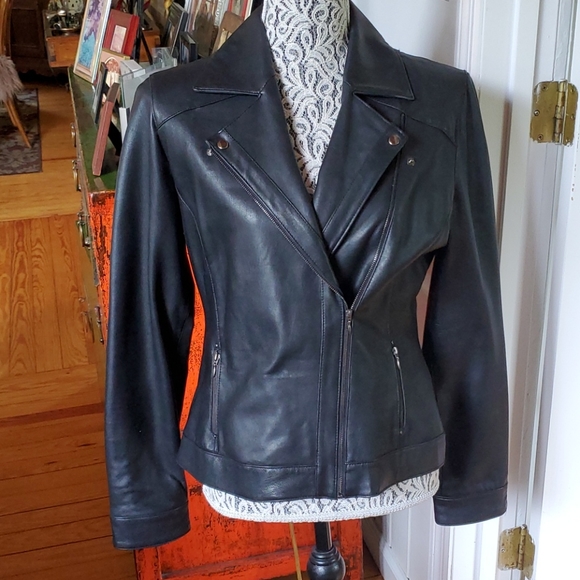 In Suede Jackets & Blazers - Black leather moto jacket by In Suede sz m